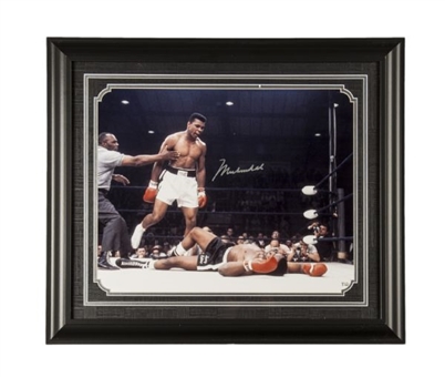 Muhammad Ali Signed and Framed Sonny Liston Fight Photo 